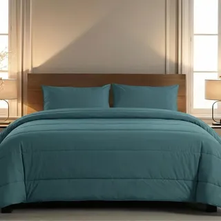 Zelesta® Comfort Uni 2-in-1 4-Jahreszeiten Ganzjahresbettdecke ohne Bezug – Bett in 10 Sek, Temperaturregulierend, Waschbar 40°C, Atmungsaktiv, Milbendicht, Mikrofaser (Meergrün, 200x200cm)