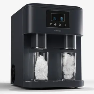 Klarstein Eiswürfelmaschine für Zuhause Camping Gastro, Schnelle Mini-Eiswürfelmaschine Klein, Profi Eismaschine für Crushed Eis, Große & Kleine Eiswürfel, 1,8L Wassertank, 15kg Eis in 24h