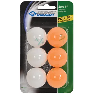 Donic Schildkröt TT-Ball 1-Stern ELITE POLY 40+, mixed 3 white/ 3 orange