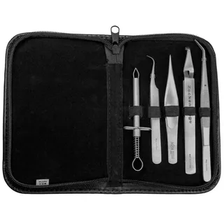 May 5-tlg. Edelstahl Zeckenentferner Set & Splitterpinzette - Erste Hilfe Pinzetten für Mensch & Tier + Etui