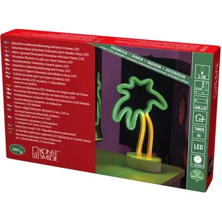 Konstsmide LED Schlauchsilhouette Palme, 6h Timer, 100 gelbe/grüne Dioden, batteriebetrieben, Innen - 3072-900