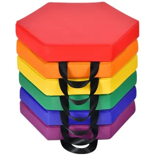 Costway Stuhlkissen 6er Set Kinder Sitzkissen, mit Griff & Reißverschluss bunt