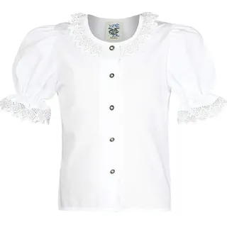 Isar-Trachten Mädchen Mädchen Trachten-Bluse mit Spitze Weiss, WEIß, 80 - 80