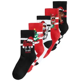 Next Basicsocken Socken, 5er-Pack, Weihnachten (1-Paar) rot 19-22