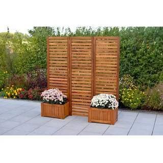 Merxx Sichtschutz mit Blumenkästen 158 x 14 x 32,5 cm Braun