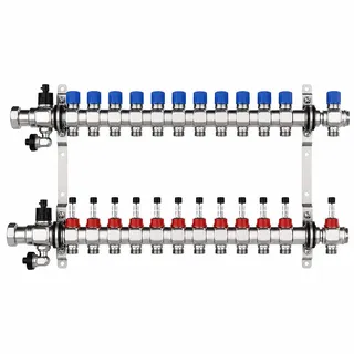 Buderus Heizkreisverteiler Edelstahl mit Durchflussmengenmesser für 12 Heizkreise