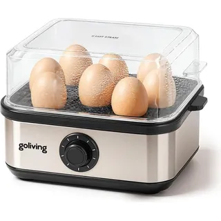 Goliving Eierkocher 2-in-1 – 1 bis 8 Eier – Kochen, Pochieren, Omelett – Hart, weich und mittel gekocht – Elektrisch – Mit Timer