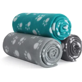 Wometo eco 3er-Set Tierdecke Hundedecke aus 100% recyceltem Material + Oeko-TEX geprüft, 3 Stück 70x100 grau, dunkelgrau und türkis