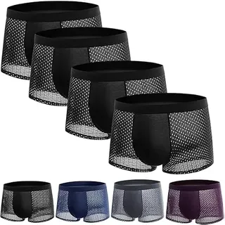 Daffezon Boxhero Bambus-Boxershorts, Nylon, atmungsaktiv, Herren-Slip, Netzstoff, Eisseide, Netz-Slip, ganztägiger Komfort