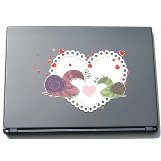 pinkelephant Laptopaufkleber Laptopskin lovely022 - Süße Herzen - Schnecken lieben - 210 mm Aufkleber