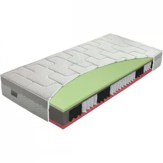 Die Matratze ist 21 cm hoch und besteht aus Greengel Bio-Ex