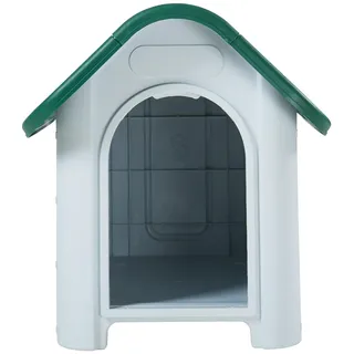 [en.casa] Hundehütte 75 x 59 x 66 cm Kunststoff Weiß/Grün