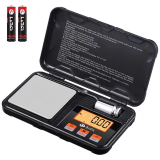 Brifit Feinwaage 0.01g, 200g /0,01g Digitalwaage, Taschenwaage, Goldwaage, Präzisionswaagen mit Tara Funktion, Schmuckwaage mit 50g Kalibriergewichte und Pinzetten, LCD-Anzeige