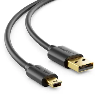 deleyCON 2m Mini USB 2.0 High Speed Kabel USB-A auf Mini-B - Schwarz