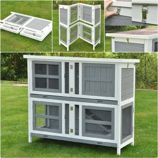 nanook shop Hasenstall XL Linus faltbar grau 120x50x104 cm