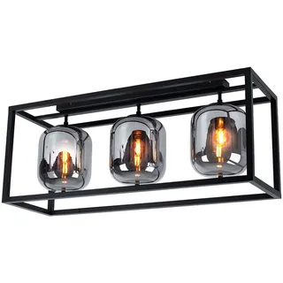 GLOBO LED Deckenlampe 3 flammig rund schwarz Glas