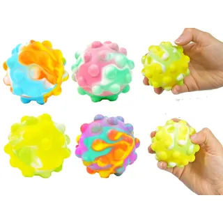 4 tlg Set Plopp Up Antistress Ball Ploppball Fidget Toy Silikon Marmordesign 6cm