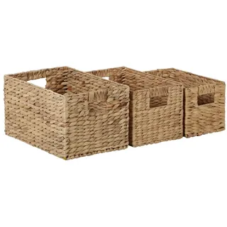 Casa Moro Aufbewahrungskorb Aufbewahrungsbox 3er Set rechteckig mit Griff aus Seegras geflochten (Aufbewahrung Korb in Skandi Landhaus Stil), Organizer Aufbewahrungskiste Tatia IN30
