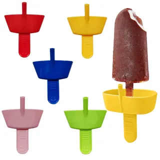 5 Stück Tropffrei Eis Am Stiel-Halter,Eishalterung für Kinder,Wiederverwendbare Eis Tropfschutz,Eis Am Stiel Halter mit Strohhalm,Geeignet für Erwachsene,Kinder und Kleinkinder (Mehrfarbig)