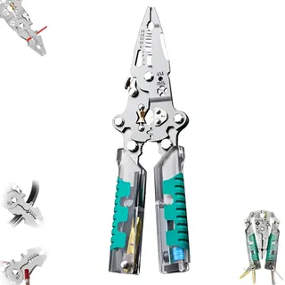 8 in 1 Abisolierzange mit Spannungsprüfer, Multifunktions-Schneid- und Ziehzange, Professionelle Abisolierzange Elektrische Zange für Drahtschneiden, Abisolieren, Crimpen, Reparaturwerkzeug