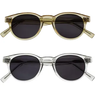 OPULIZE Rox 2er-Pack Super Stylisch Transparente Gold Klar Damen Herren Sonnen-Leser Lesebrille UV400 Runden Lesehilfe SS89-9C +2,00
