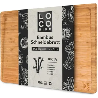 Sidorenko Schneidebrett massives Bambus Schneidebrett mit Saftrille - 44,8x30x2cm, Bambus, (Antibakterielles Holzbrett), großes Holz-Brett für die Küche - XXL Tranchierbrett