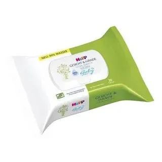 HiPP Feuchttücher Babysanft Gesicht und Hände, Ultra-Sensitiv, unparfümiert, 20 Tücher