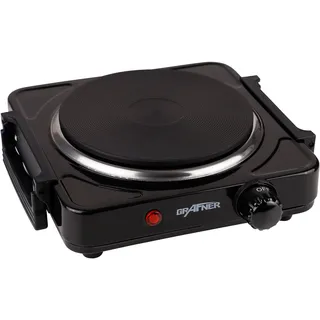 Grafner Grafner® Kochplatte einzel 1000 Watt mit klappbaren Griffen Schwarz KP10878