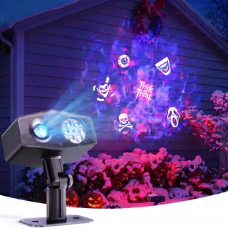 Govee Outdoor Schneeflocken Projektor, Projektor Weihnachten mit 20 Gobos | IP67 Hochhelle Halloween Wasserwellenprojektor Kinder, Intelligente Steuerung mit 58 Szene und 3 Musikszenen, 180° Drehung