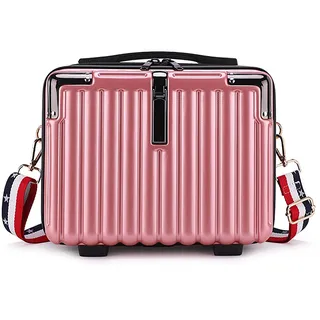 Duleylv Mini-Koffer, Hartschale, Make-up-Tasche, Reise-Kosmetikkoffer, tragbar, mit Schultergurt, für Damen, Pink, 31 x 25 x 17 cm/12,2 x 9,8 x 6,69 inch