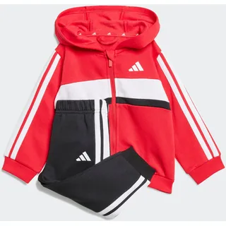 Trainingsanzug ADIDAS SPORTSWEAR "I 3S TIB FL SET", Mädchen, Gr. 74, weiß (pure ruby, weiß, schwarz), Obermaterial: 70% Baumwolle, 30% Polyester, Sportanzüge Trainingsanzug, für Babys und Kleinkinder, zweiteiliges Set