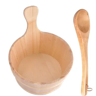 Sauna Kübel - Sauna Eimer Set Aus Naturbelassenem Holz Mit Kelle - Hitzebeständiges Saunazubehör Für Den Perfekten Saunagang
