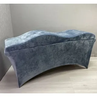 STM Company Massageliege Wave Matratze (Curved topper) mit Memory Foam, Liegenbezug, Set (180x60 / 190x70 cm, für Wimpernverlängerungen, PMU), für Kosmetikliege, Behandlungsliege, Wimpermstudio blau|grau 190x70 cm