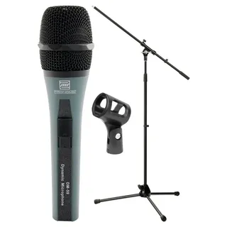 Pronomic DM-59 Mikrofon Starter Set MS-15 Pro Mikrofonstativ | Gesangsmikrofon, Dynamisches Vocal-Mikrofon, Richtcharakteristik: Niere, Frequenzbereich: 60-15.000 Hz, Stabiler Metallkorb