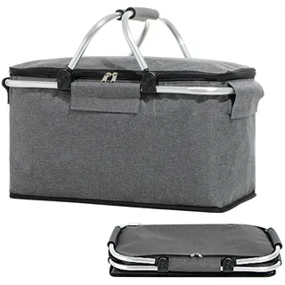 Isolierter Picknickkorb, 22L Thermo Kühltasche Mit Großem Fassungsvermögen, Korb Mit Deckel Für Grillen, Faltbarer Picknickkorb, Für Picknicks Im Freien, Einkaufen Und Reisen