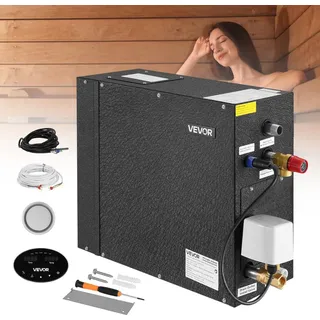 Vevor Dampfgenerator, 7,5 kW Dampferzeuger, Dampfduschsystem mit Steuerung für Sauna, Bad, Spa, kommerzielles automatisches Ablaufset mit Überhitzungs-, Trockenlauf- & Überdruckschutz, Schwarz