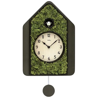 AMS Pendelwanduhr AMS "W7497", grün, Wanduhren, B/H/L: 24cm x 5cm x 34cm, Quarzuhr,Holzgehäuse,Esszimmer,Wohnzimmer,Made in Germany