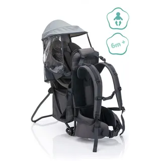 Fillikid Rückentrage, Grau, Kunststoff, 37.5x84x80 cm, Metallgestell, Sonnendach, Fußstütze, Baby on Tour, Babytragen & Tragetücher