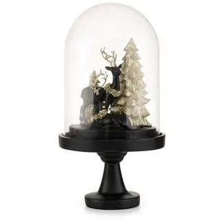 LUMIDA Xmas Hirsch-Szenerie unter Glasglocke inkl. 8 LEDs & Timer Höhe ca. 42cm, Ø 22cm