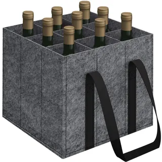 Rwbimti Filz Flaschentasche 9 Fächer,Faltbar Flaschenträger,Reißfester Flaschenkorb Faltbarer Flaschenträger Flaschen für Wasserflaschen,Weinflasche,Bier und Sekt (Flaschentasche 9 Fächer)