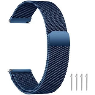 LYYLTX Edelstahl Mesh Uhrenarmband Metall Ersatz Armband Magnetverschluss Smartwatch Schnellverschluss Watch Uhren Ersatzband Für Damen Herren 14mm 16mm18mm 20mm 22mm 24mm (20mm,Blue) - 20mm