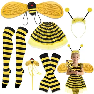 Bezauberndes Bienenkostüm für Damen und Kleinen – Inklusive Feenflügel, Tutu, Biene Maja Kostüm und Schmetterlingsflügel – Ideal für Karneval, Halloween und Geburtstagsfeiern