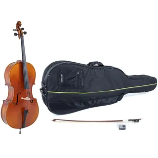 GEWA Cello, Cellogarnitur Serie Maestro 1 VC3-1/2 Spielfertig inkl. Tasche, Massaranduba Bogen und Larsen Aurora Saiten