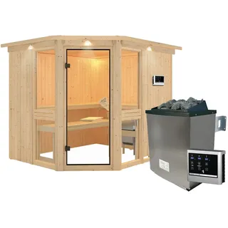 inkl. 9 kW Ofen + Steuergerät Easy Finnisch + Dachkranz