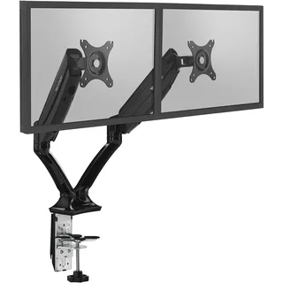 Vantage Office Duo Monitor Halterung (VESA 75 & 100, 2X 2-9 kg, für 10-27 Zoll Bildschirme, mit Gasdruckfeder, drehbar, neigbar, schwenkbar) schwarz
