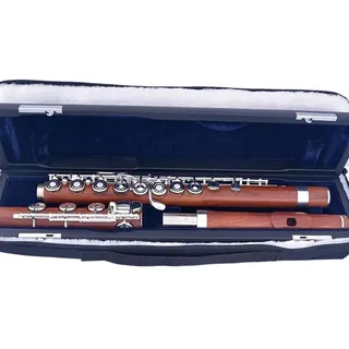 Professionelle Querflöte Professionelle Flöte Redwood-Flöte 17 Offene Löcher Versilberte E-Tonart Palisander-Flöte