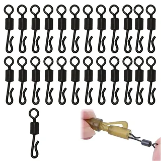 25 Stück Angeln Wirbel, Angeln Clips, Karpfen Angeln Clips, Angeln Wirbel mit Druckknöpfen, Q-förmige Schnellwechsel Wirbel Angeln Stecker Angeln Wirbel,Angeln Wirbel