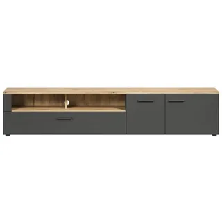 trendteam TV-Lowboard Esteban anthrazit Eiche Evoke Coast Nachbildung B/H/T: ca. 210x43x41 cm - anthrazit, Eiche