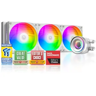 ID-COOLING FX360 INF flüssiger CPU-Kühler, 360 mm, AIO-Kühler ARGB Infinity Spiegeleffekt, 3 x 120 mm Daisy-Chain-Lüfter, geräuscharmer Betrieb 27,2 dB(A) max., Intel LGA1851/1700/1200/115X, AMD