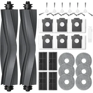 25-teiliges Zubehörset Für Die Saugroboter Dreame L10s Ultra Gen 2 / L10s Pro Ultra Heat / L40 Ultra Ae / X30 Ultra / Mova E30 Ultra, Bestehend Aus 2 Hauptbürsten, 6 Staubbeuteln, 6 Reinigungstüchern